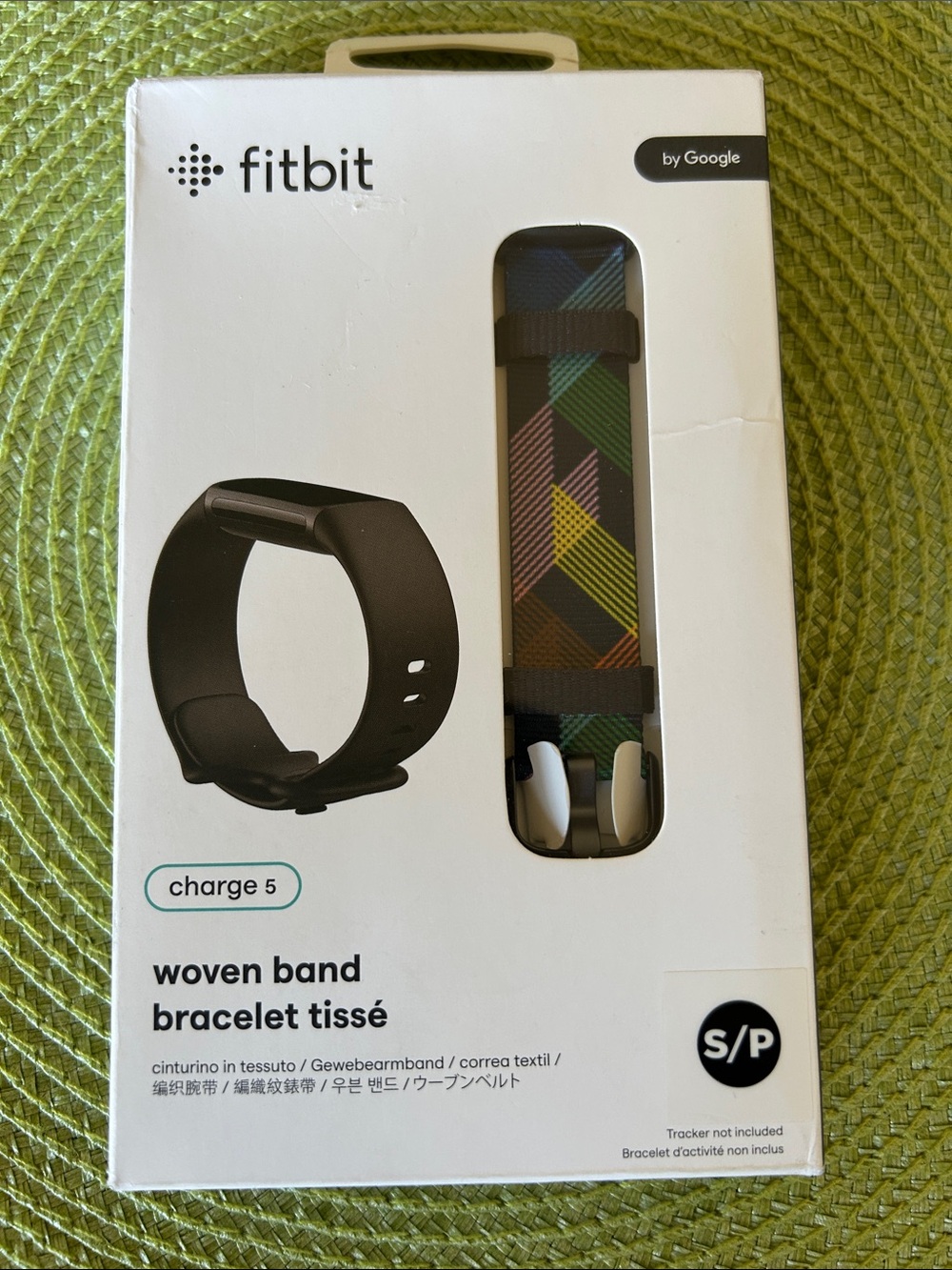 fitbit Charge 5 Woven Band - Multicolor Geometric Pattern, small.